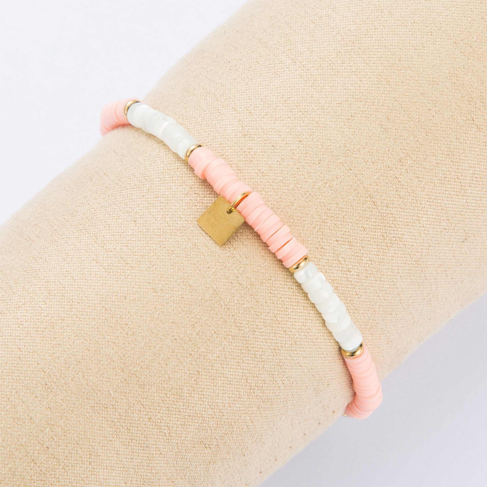 Stainless Steel Elastic Bracelet Color:Nude Pink