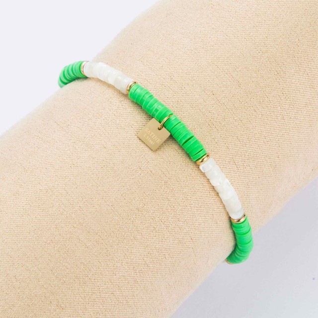 Stainless Steel Elastic Bracelet Color:Green