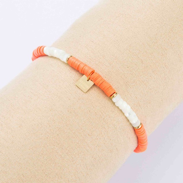 Stainless Steel Elastic Bracelet Color:Orange