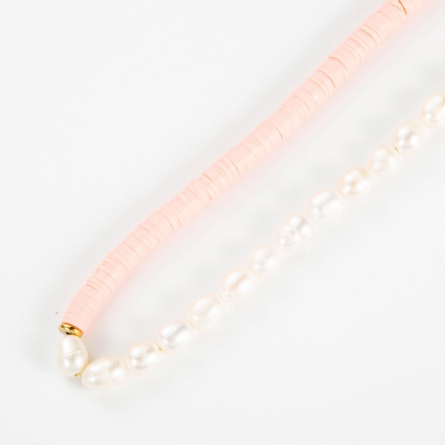 Stainless Steel Short Necklace Color:Nude Pink