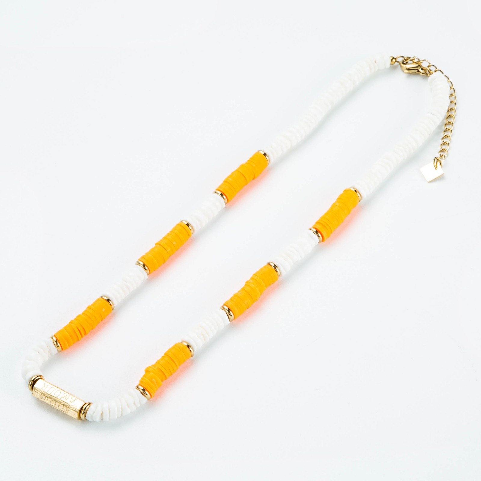 Stainless Steel Short Necklace Color:Orange
