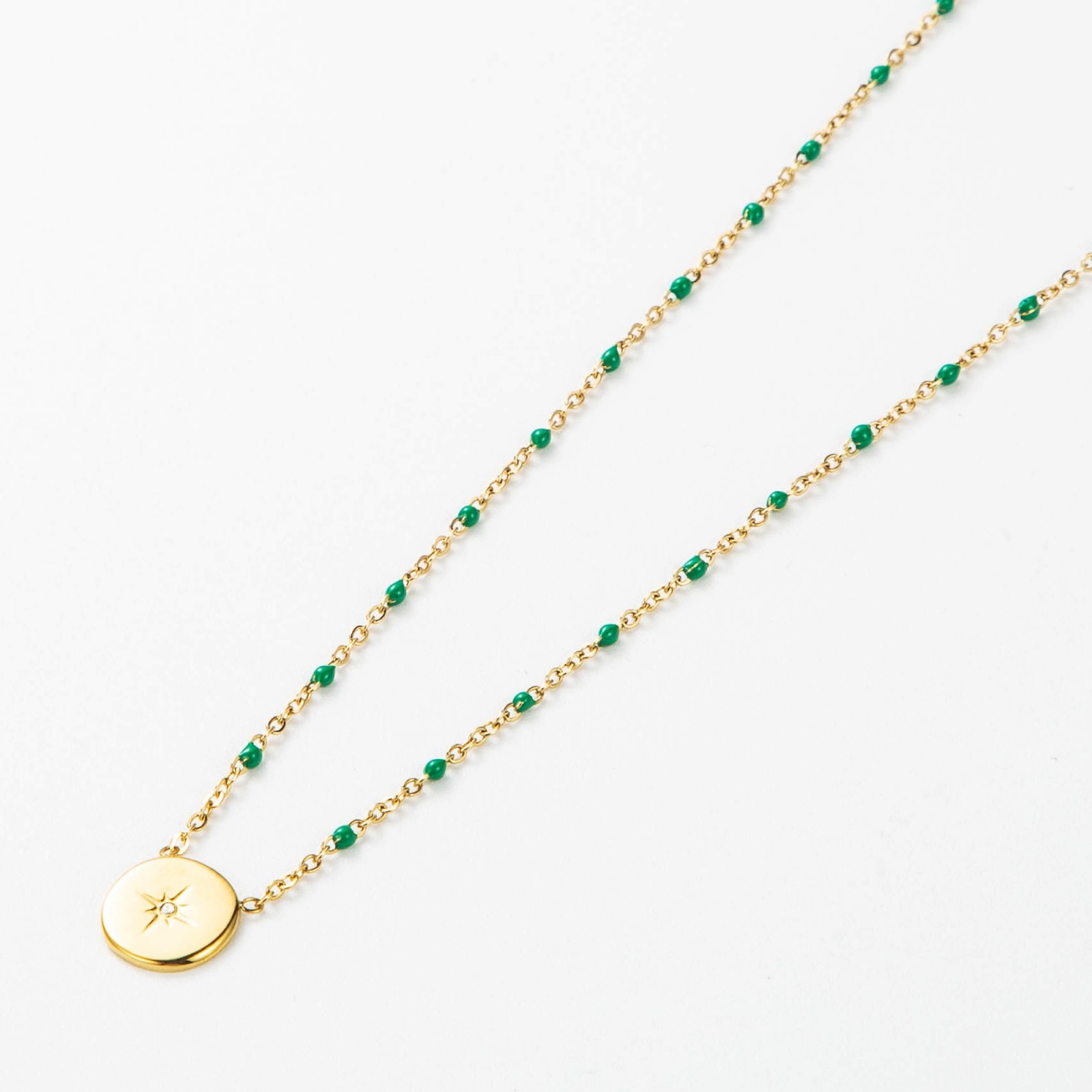 Collier Pendentif Etoile à Perles Colorées Couleur:Vert